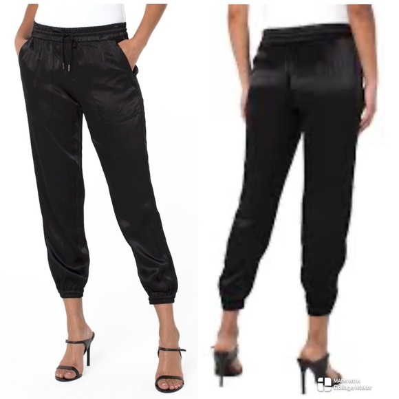Liverpool Black Satin Jogger Pants NWOT - Picture 1 of 8